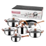 Wholesale 6-Piece Stainless Steel Cookware Set for Home Kitchen with Soup Pot Pan Multi-Functional Utensils
