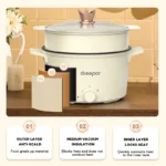 Dreepor 2L Multifunction Electric Cooker Non-Stick Mini Rice Cooker Pot Electric Skillets Electric Cooking Pot for Home Dorm - Image 5