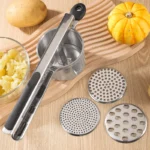 Heavy Duty Stainless Steel 15oz Potato Ricer,Potato Masher and Press with 3 Replaceable Discs Spaetzle Silicone Grip - Image 4
