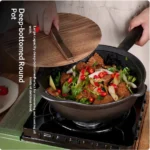 Cast Iron Pot 24cm Die Cast Uncoated Pan with Ebonite Handle - Image 2