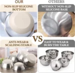 Kitchen Non Slip Stainless Steel Mixing Bowl Vegetable Salad Nesting Bowl and Grater Set with Lids - Image 4
