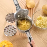 Heavy Duty Stainless Steel 15oz Potato Ricer,Potato Masher and Press with 3 Replaceable Discs Spaetzle Silicone Grip - Image 3