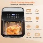 Silver crest 12L 9L Stainless Steel air Fryer Metal Inner Cavity Electric Digital Silver crest Air Fryer with Detachable Basket - Image 4