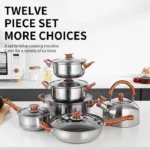 Wholesale 6-Piece Stainless Steel Cookware Set for Home Kitchen with Soup Pot Pan Multi-Functional Utensils - Image 5